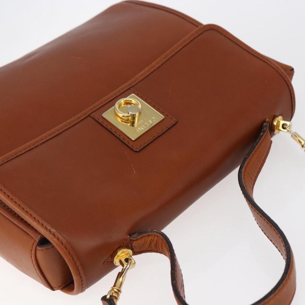 CELINE Hand Bag Leather 2way Brown gold Auth mr1643 - Picture 6 of 16